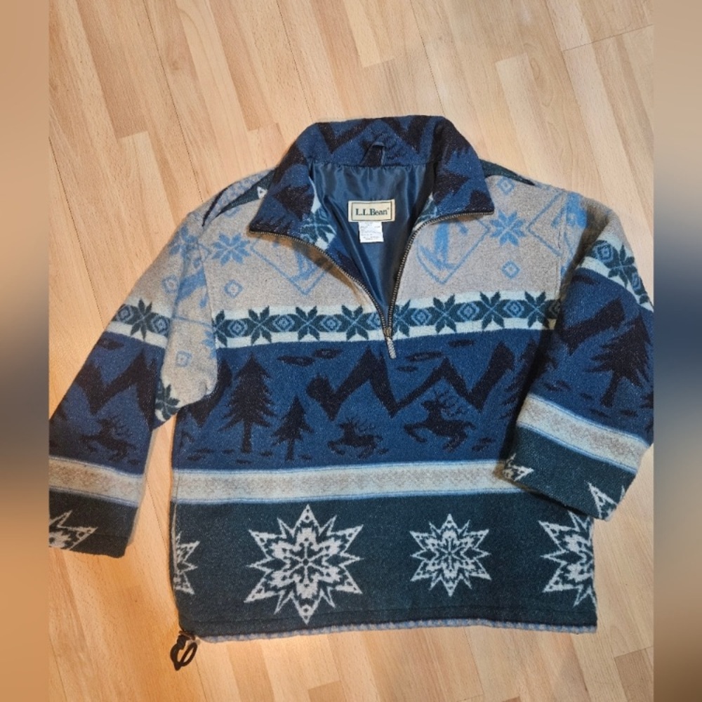 Vintage Wool Blend Ski Pullover Jacket Coat Sweater L.L. Bean Women’s Large
